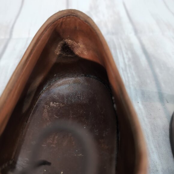 Allen Edmonds Larchmont Men’s 12B Brown Leather Wingtip Oxford Dress Shoes - Picture 2 of 9